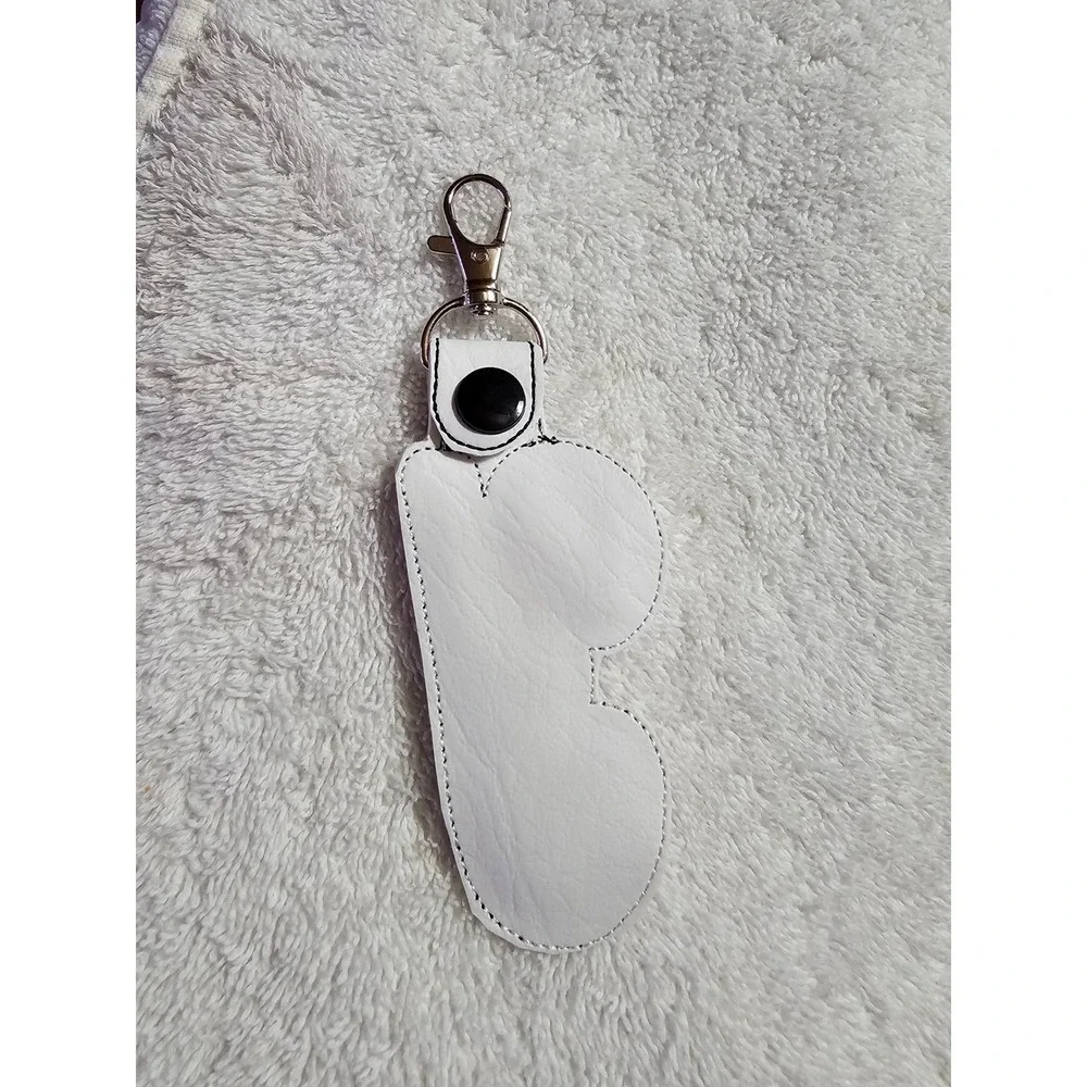 Initial‎ Y Keychain Embroidered Letter Y Keyring Bag Charm Purple White